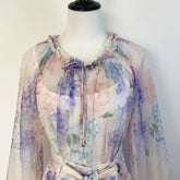 Shot In Stock Australian Spring Summer Celebrity Liu Shishi Same Style Purple Floral Long Sleeve Shirt + Shorts Set